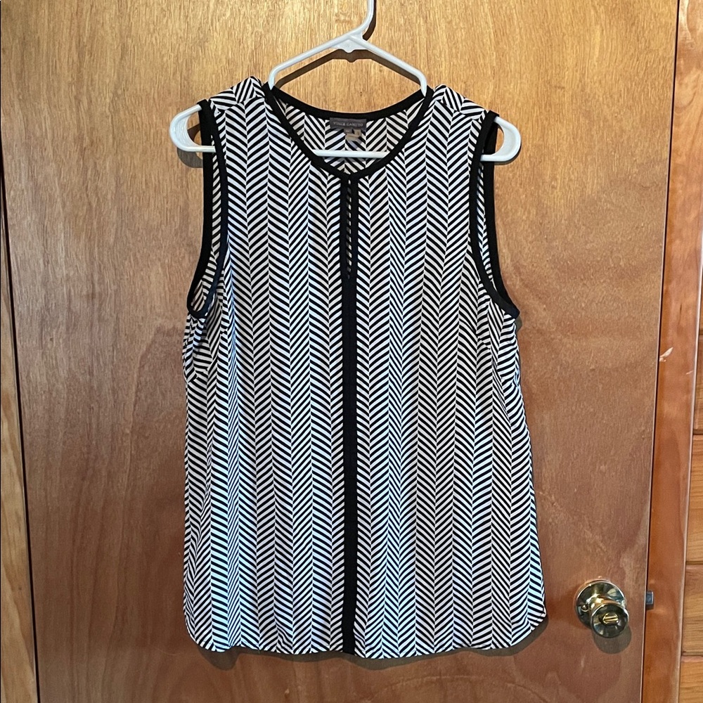 Vince Camuto Black and White Chevron Blouse